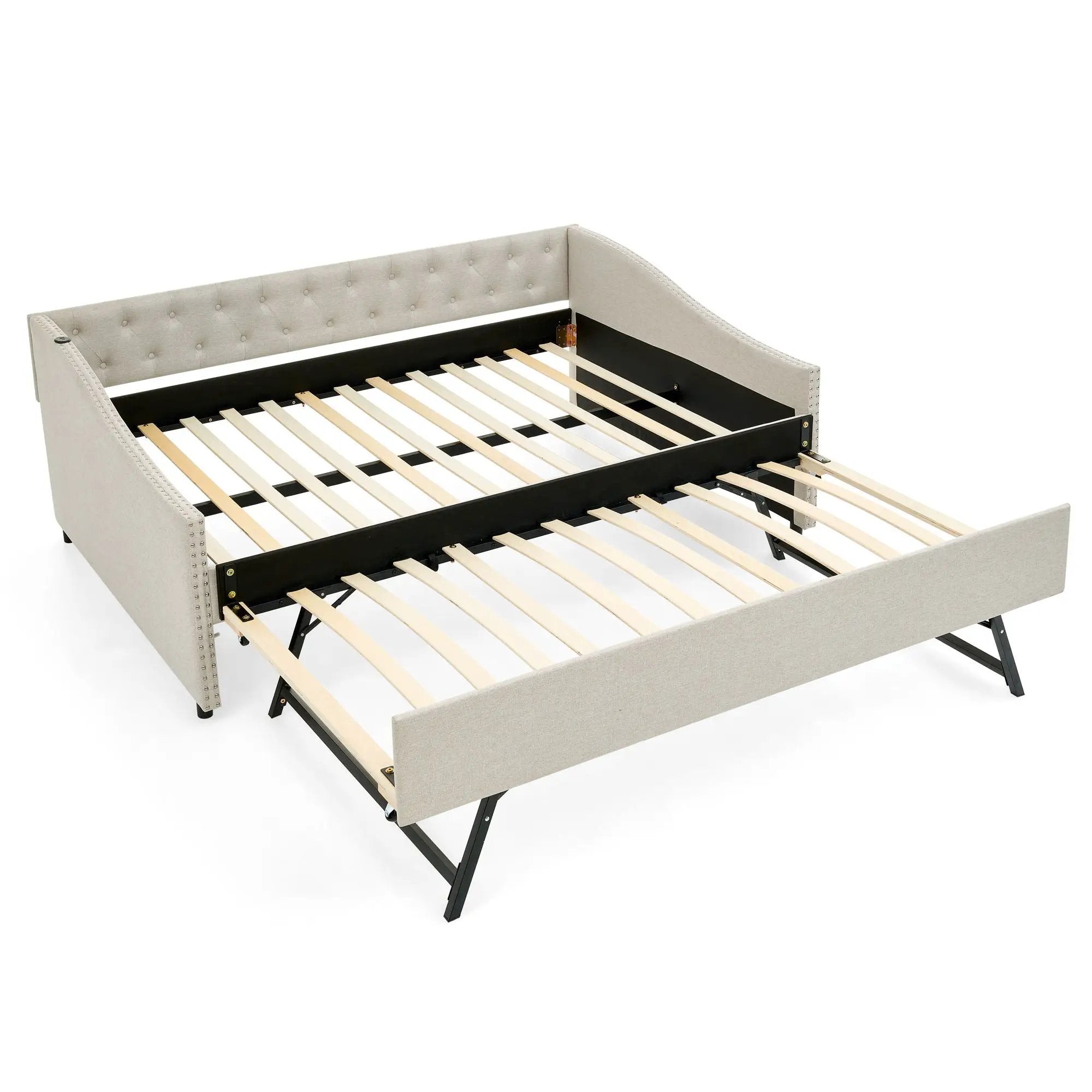 Upholstered Daybed With USB Charging & Pull Out Bed by Unique Piece Furniture