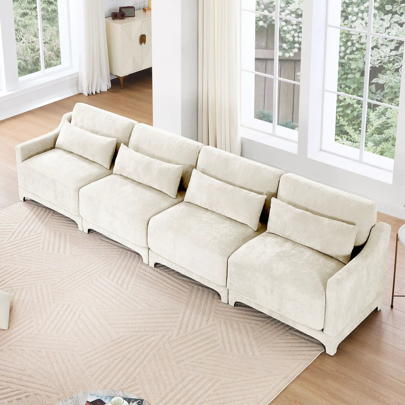 Elegant Sofa With Ergonomic Design And Lumbar Pillows by Unique Piece Furniture