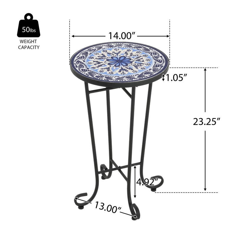 Patio Side Table, Blue+Black by HouseOfZazla
