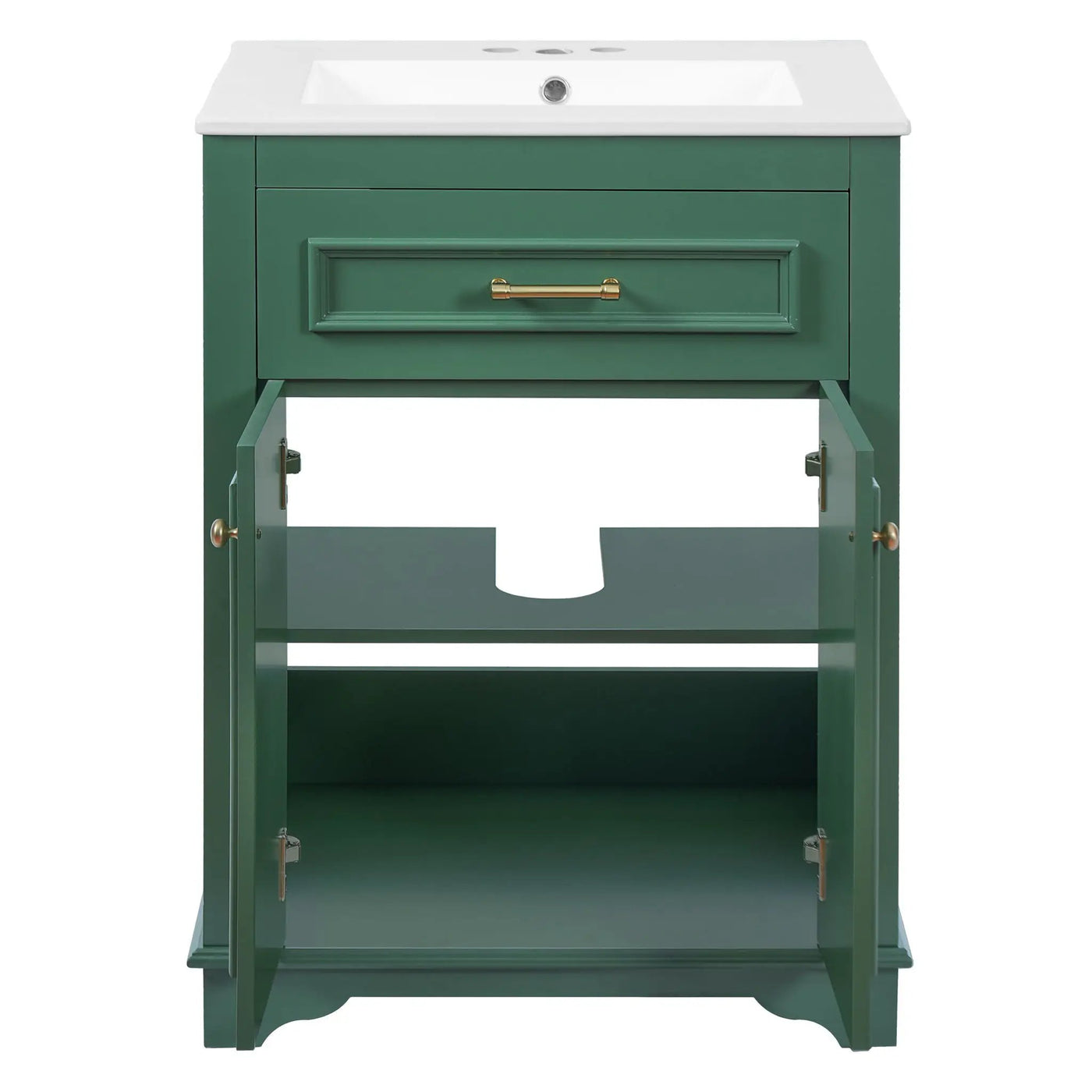 Bathroom Vanity With Integrated Sink, 2 Door Cabinet With Tip Out Drawer by HouseOfZazla