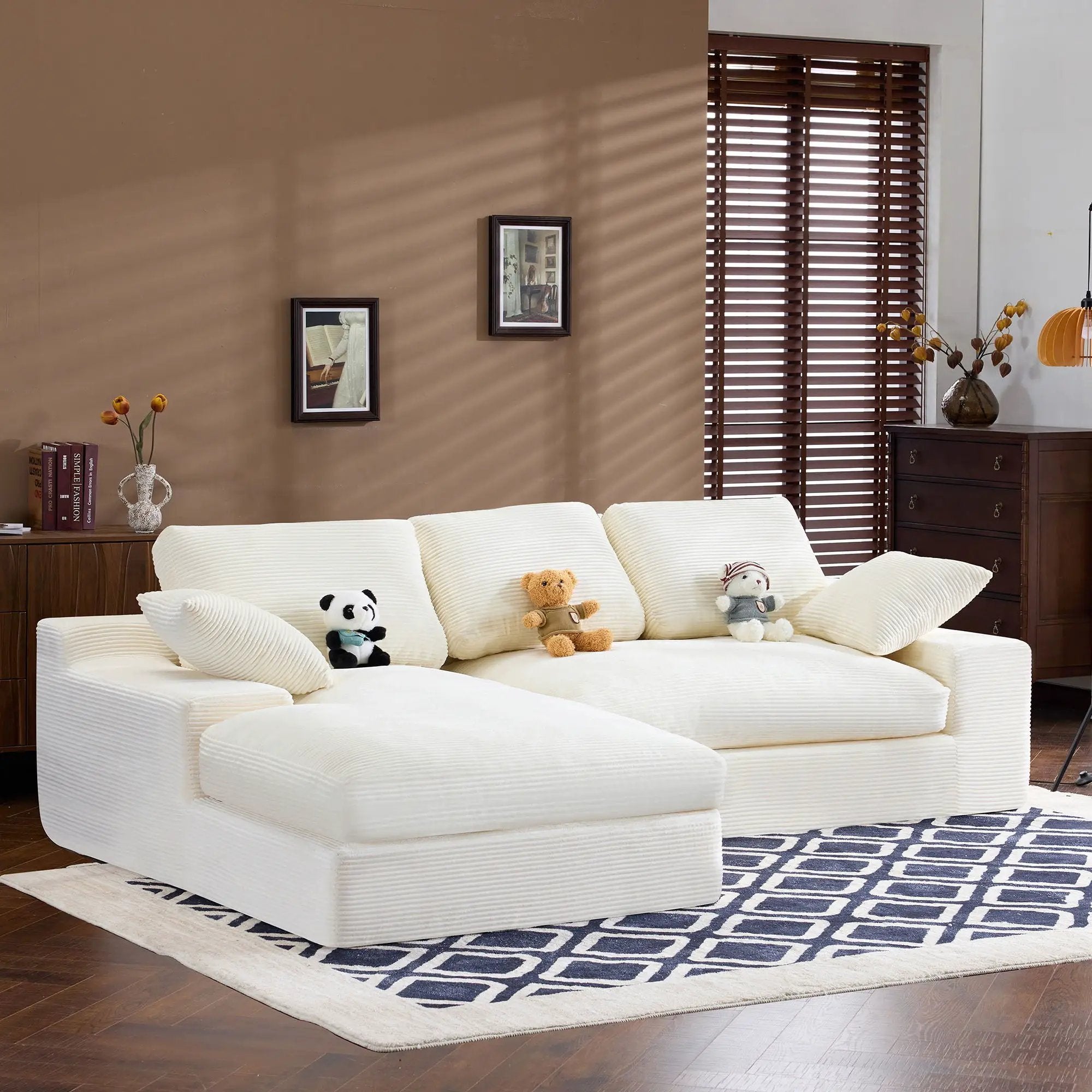 Compressed Sofa With 3 Back Cushions, 2 Throw Pillows by Unique Piece Furniture