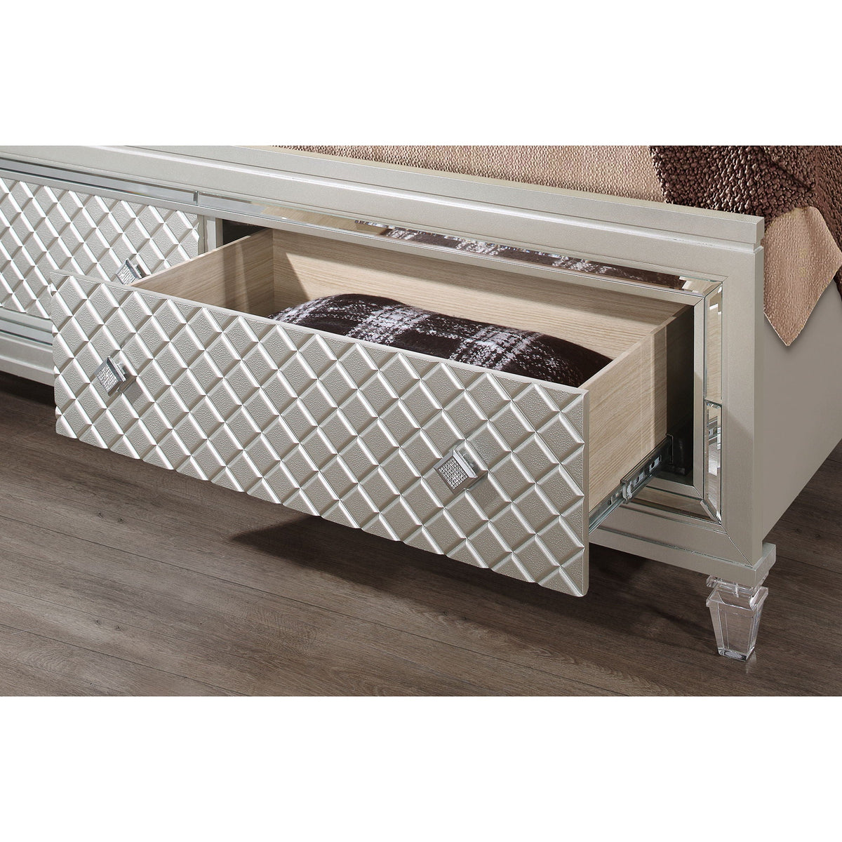 Pearl Silver Storage Bed with LED Headboard – Queen or King, photo 3 of 8