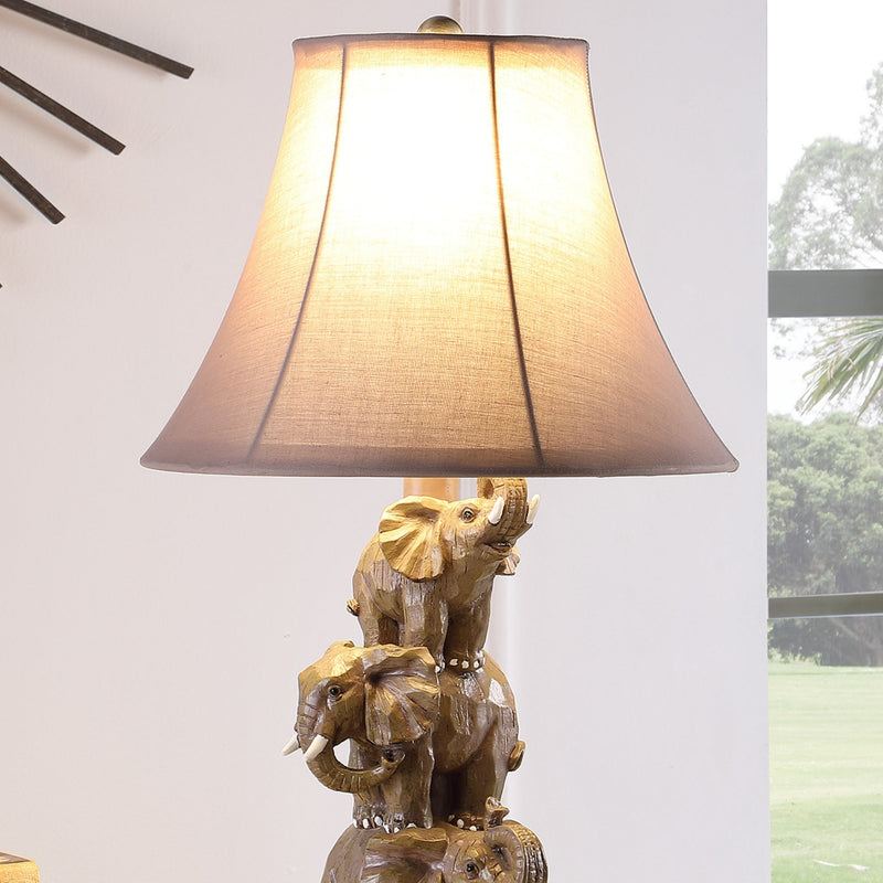 Wildlife Polyresin Table Lamp with 3 Stacked Elephants - Brown, photo 5 of 5