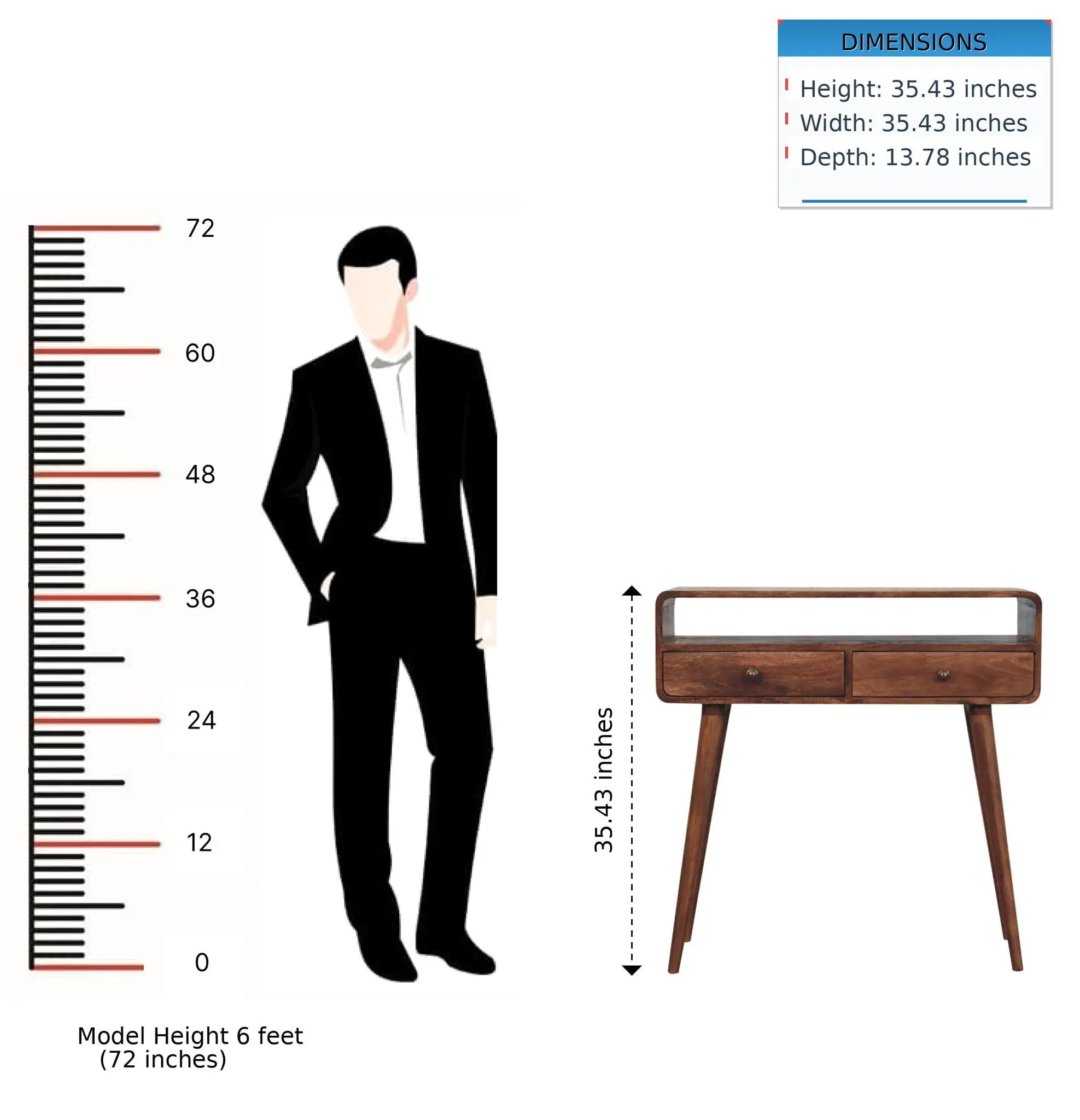 Solid Wood Curved Console Table by HouseOfZazla
