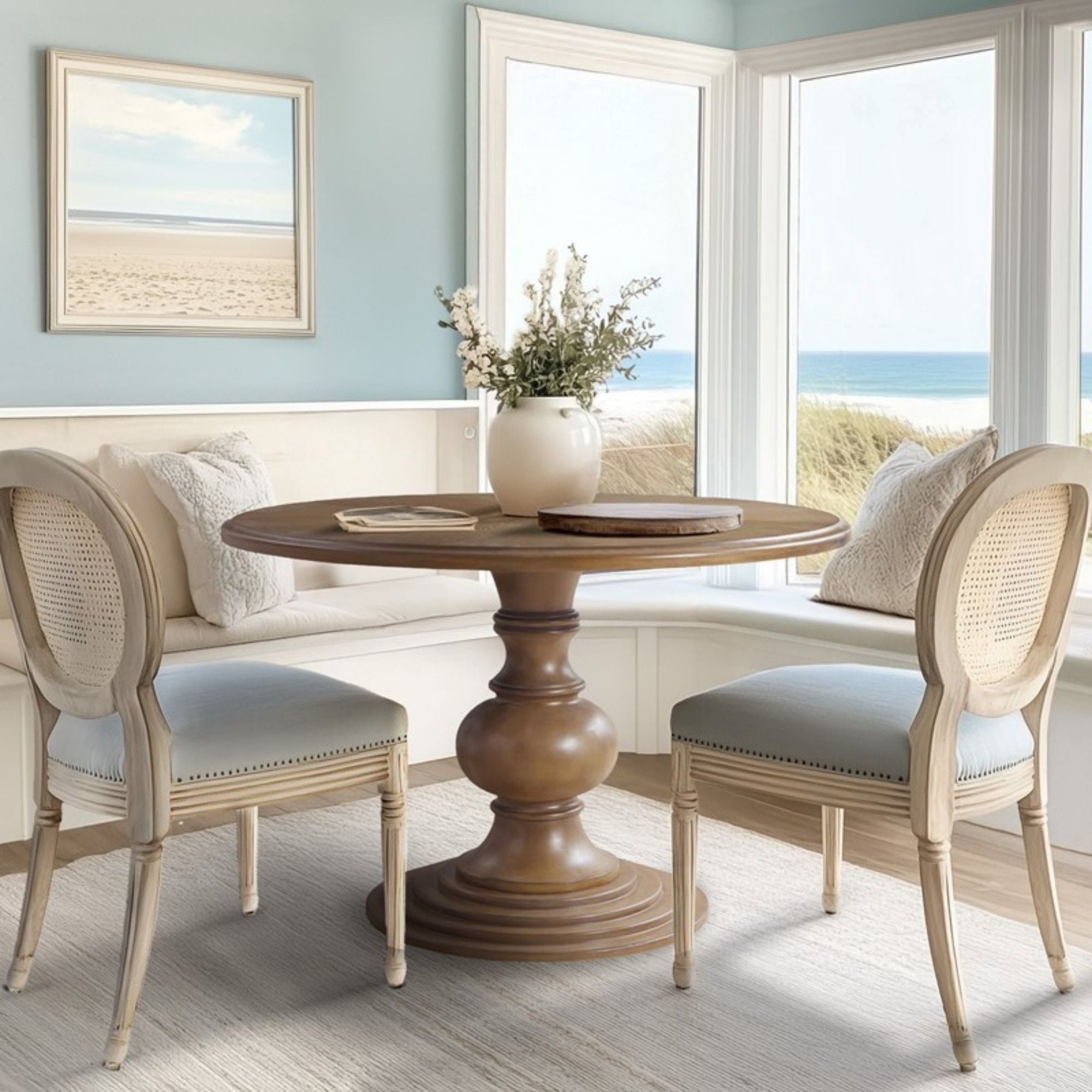 Round Pedestal Dining Table - Walnut by HouseOfZazla