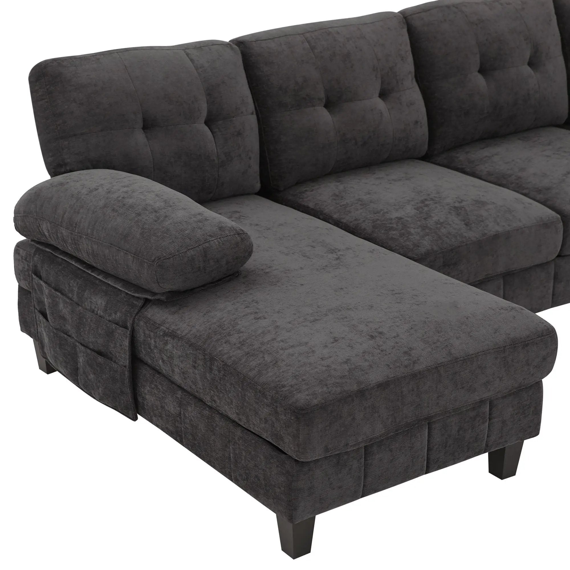 U-Shaped Sectional Sofa 103.5" Fabric Couch With Dual Chaise Lounges, Storage Pockets, Armrest Pillows by HouseOfZazla