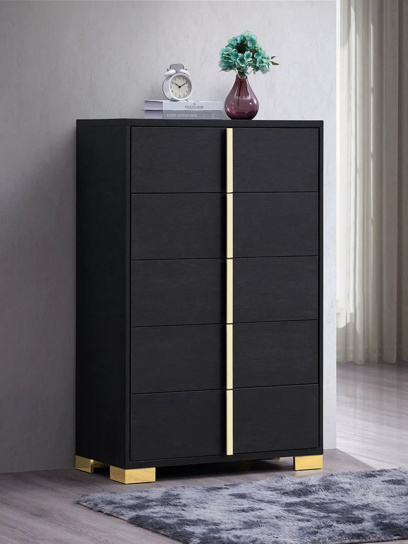 Marceline 5-drawer Bedroom Chest Black by Unique Piece Furniture