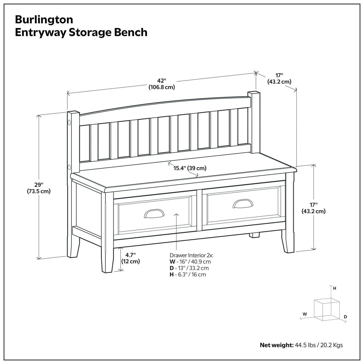 Burlington - Entryway Storage Bench With Drawers by HouseOfZazla