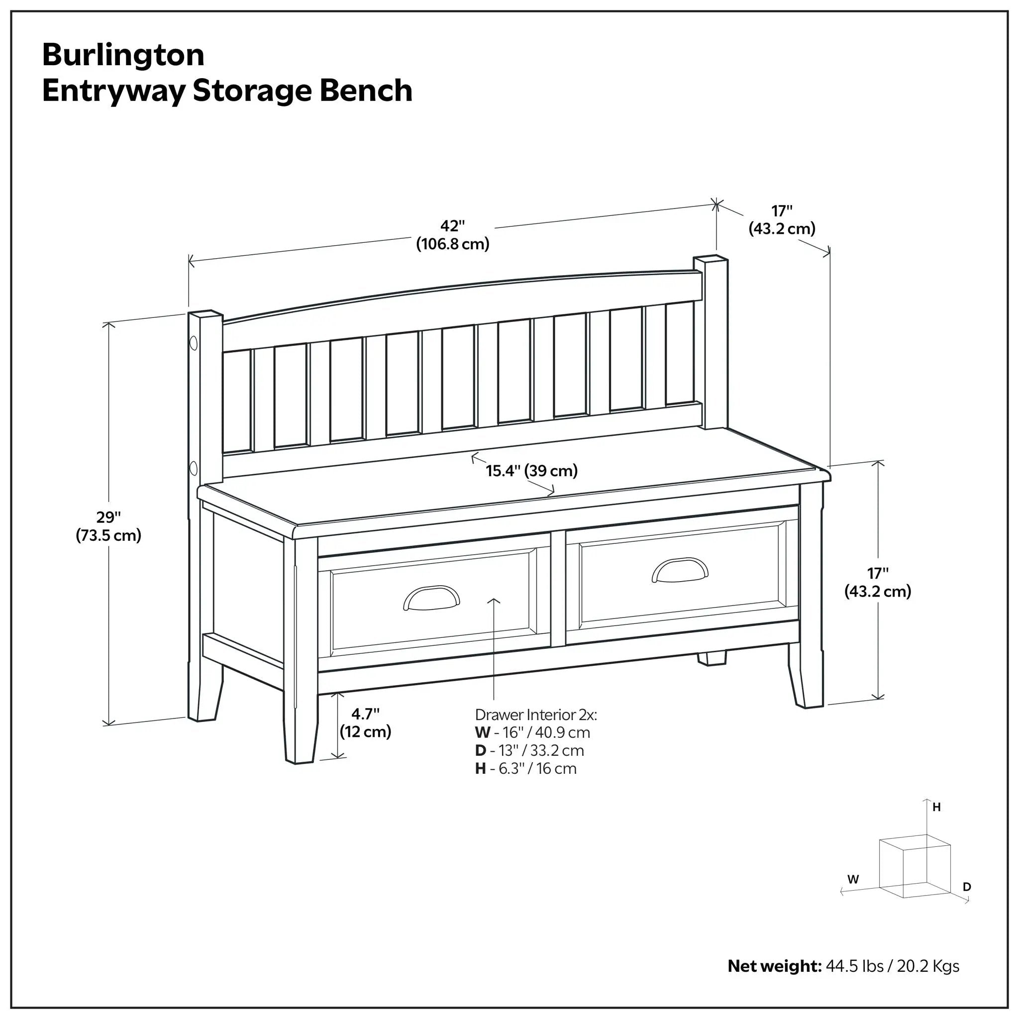 Burlington - Entryway Storage Bench With Drawers by Unique Piece Furniture