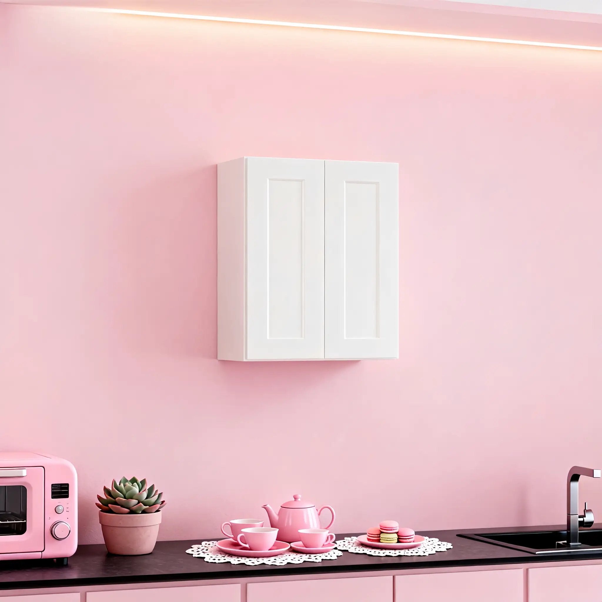 White Shaker Solid Wood Wall Cabinet with Soft-Close Doors by HouseOfZazla