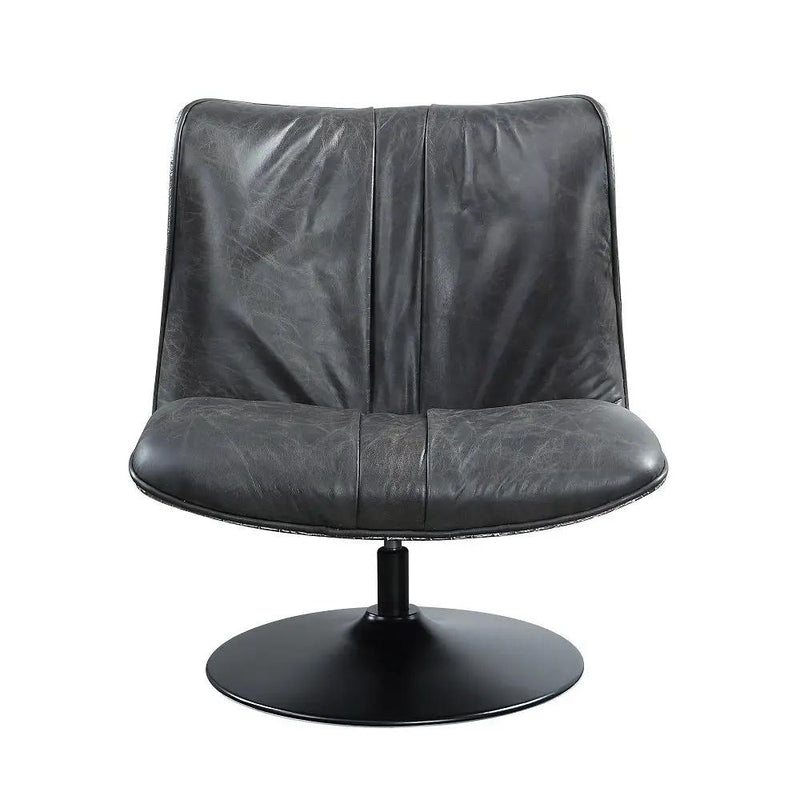 Piotr - Accent Chair With Swivel - Black Top Grain Leather by Unique Piece Furniture
