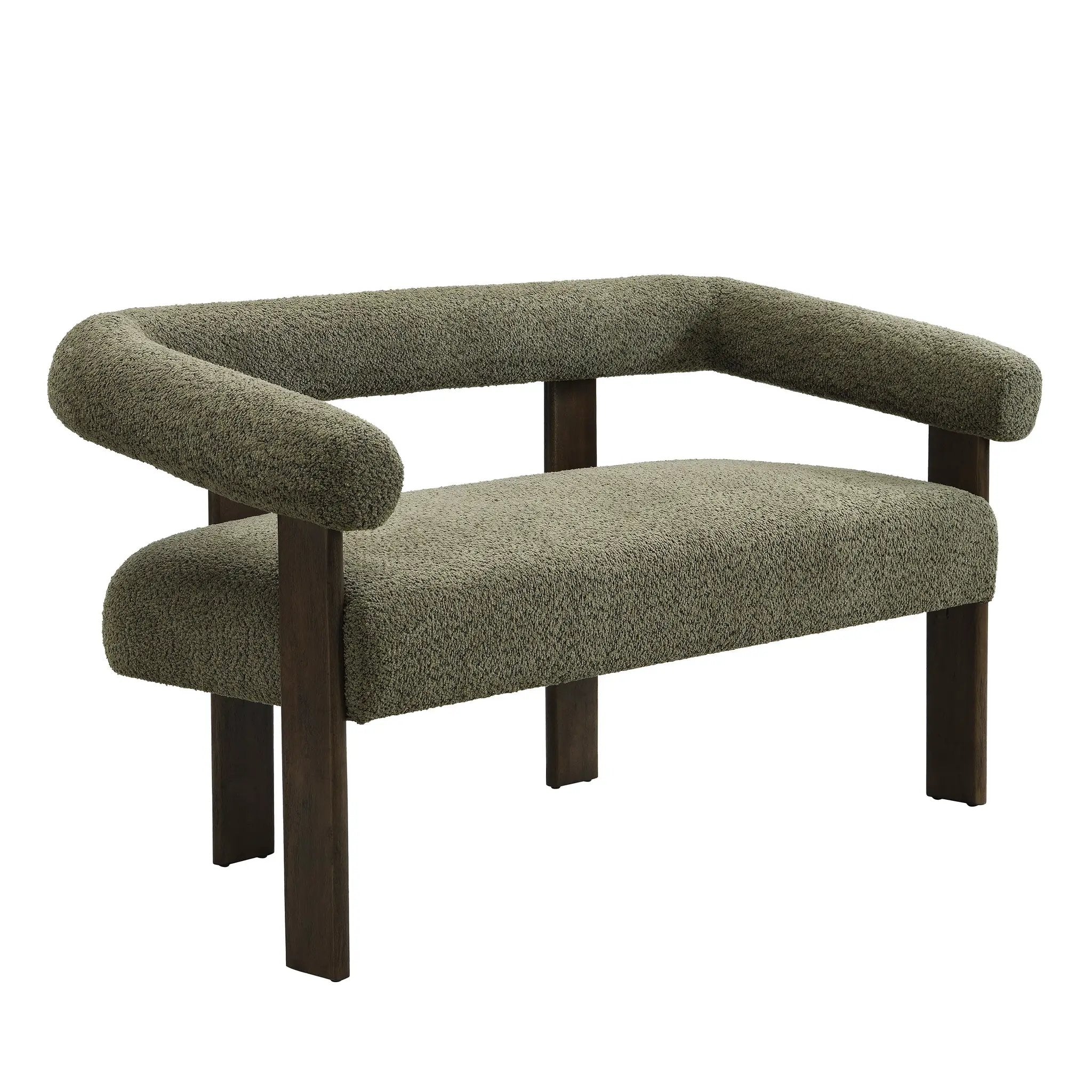 Round Armrest Loveseat (Green + Brown) by HouseOfZazla