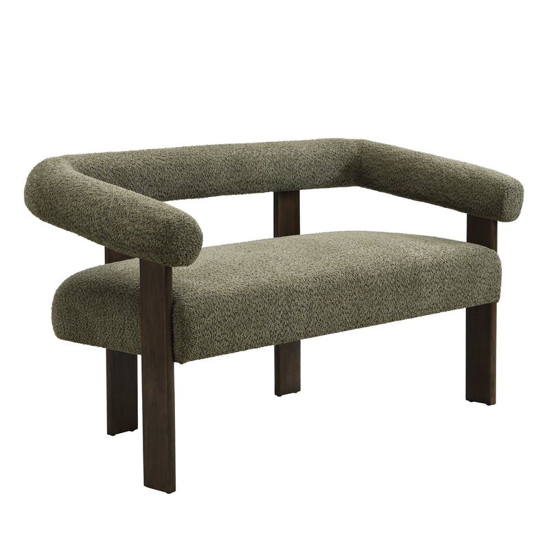 Round Armrest Loveseat (Green + Brown) by HouseOfZazla