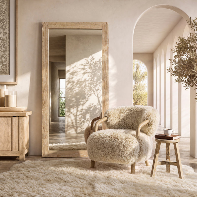 Solid Reclaimed Elm Full-Length Wall Mirror with Heritage Light Finish - 78.5", photo 2 of 10