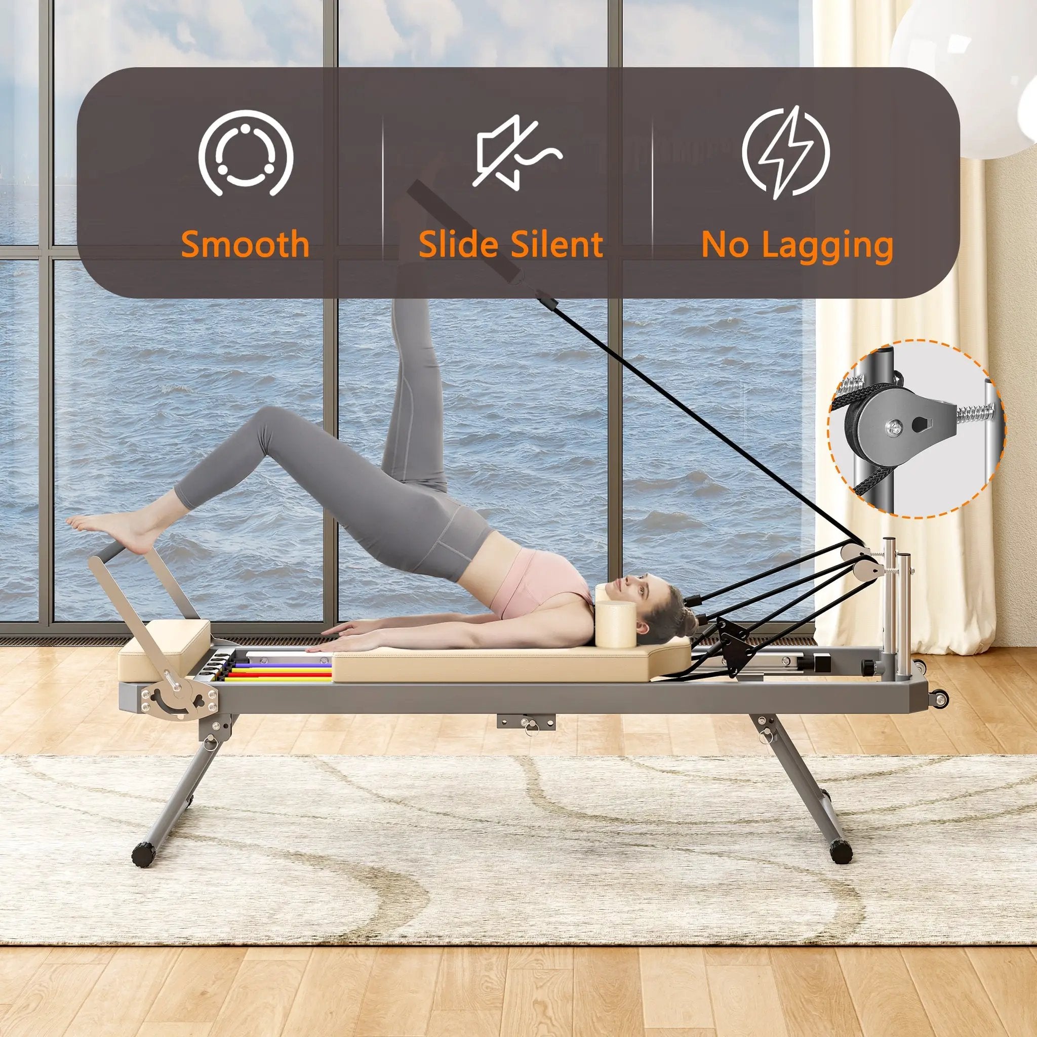 Foldable Pilates Reformer Machine for Home Gym by HouseOfZazla