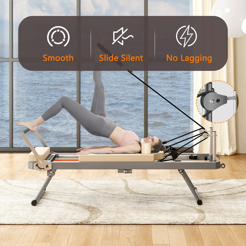 Foldable Pilates Reformer Machine for Home Gym by HouseOfZazla
