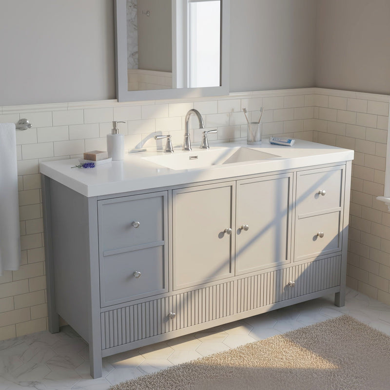 Bathroom Vanity With Separate Sink, Soft Close Doors And 4 Drawers by HouseOfZazla