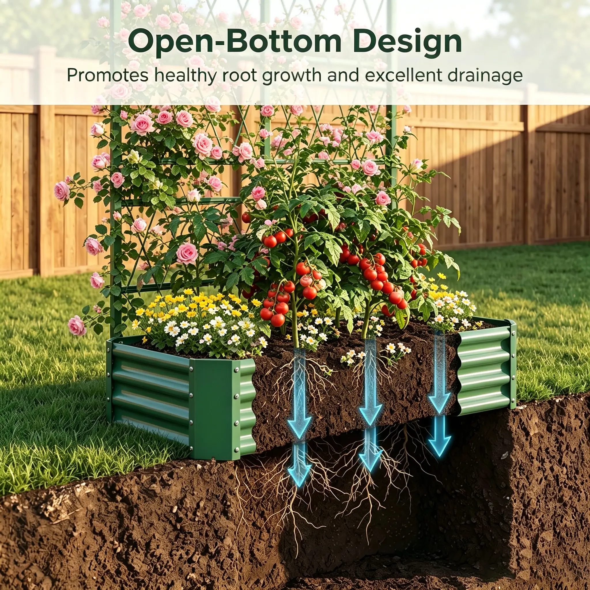 4x2x1FT Galvanized Raised Garden Bed with Arch Trellis by HouseOfZazla