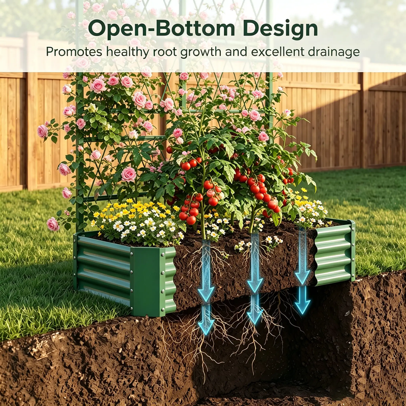 4x2x1FT Galvanized Raised Garden Bed with Arch Trellis by HouseOfZazla