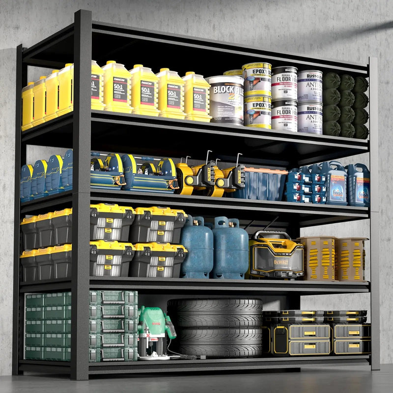 Tall Metal Shelves With Removable Dividers Are High Capacity And Load Bearing For Garages, Kitchens And Offices by HouseOfZazla