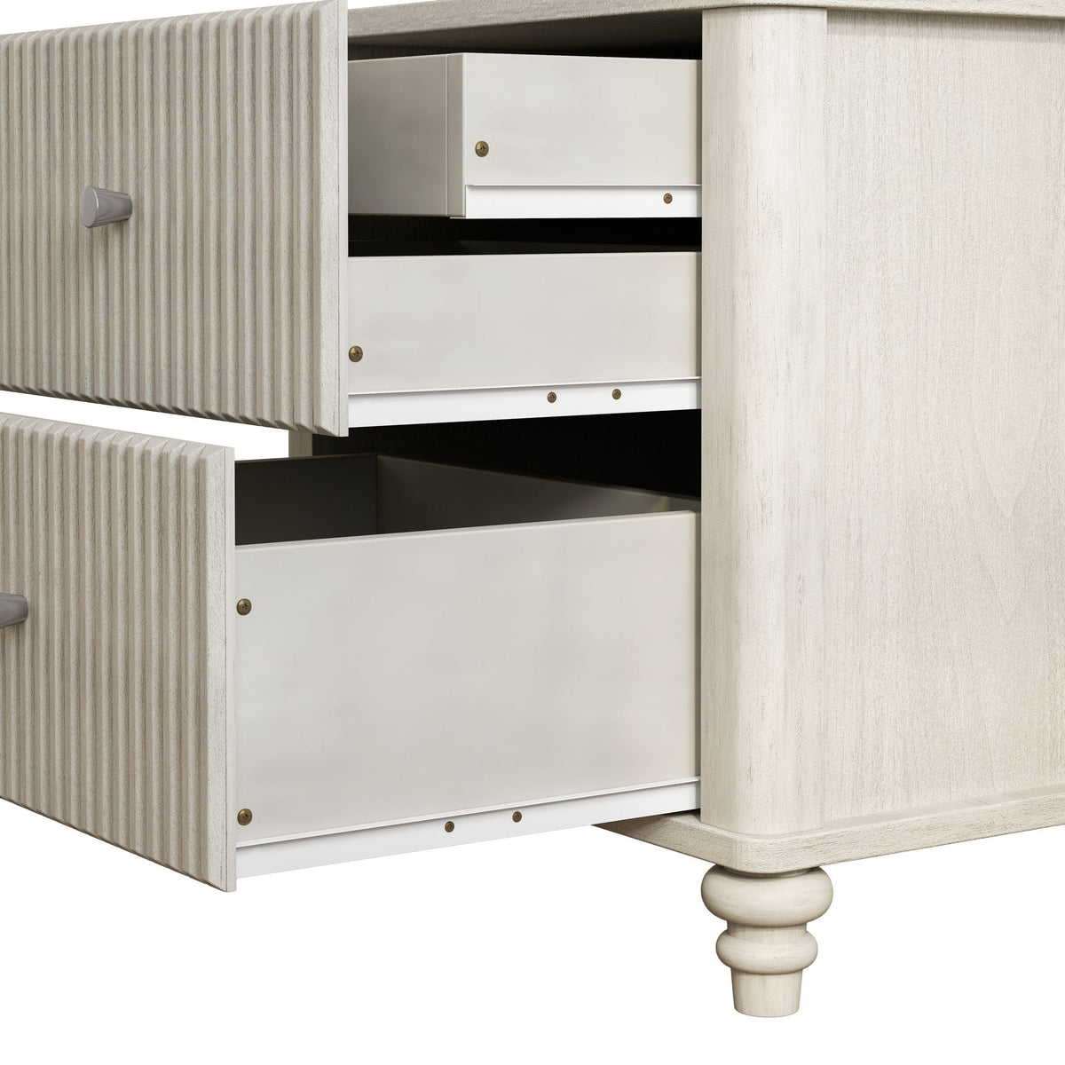 Fluted Nightstand with 3 Drawers - Set of 2 - Dark Brown or Beige, photo 8 of 21