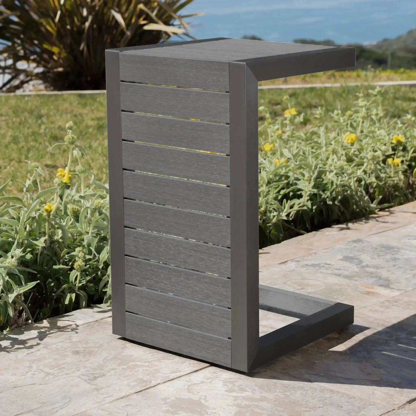 Aluminum Outdoor C-Shaped Side Table for Patio by HouseOfZazla