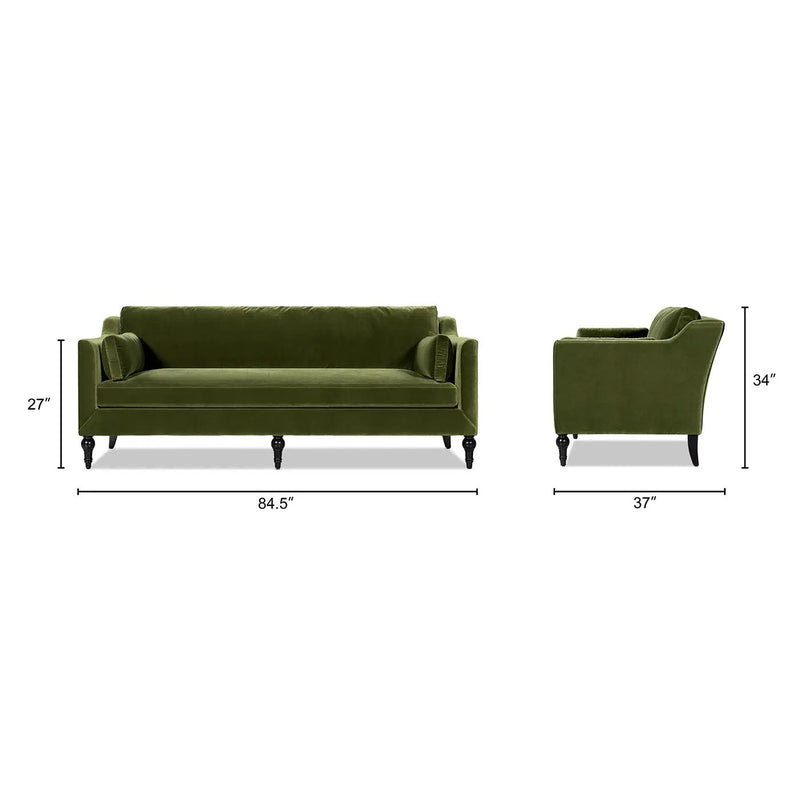 Josephine 84.5" Upholstered Modern Sofa, Olive by HouseOfZazla