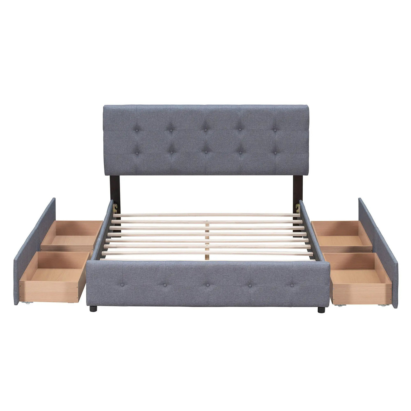 Upholstered Platform Bed With Classic Headboard And Drawers, No Box Spring Needed by Unique Piece Furniture