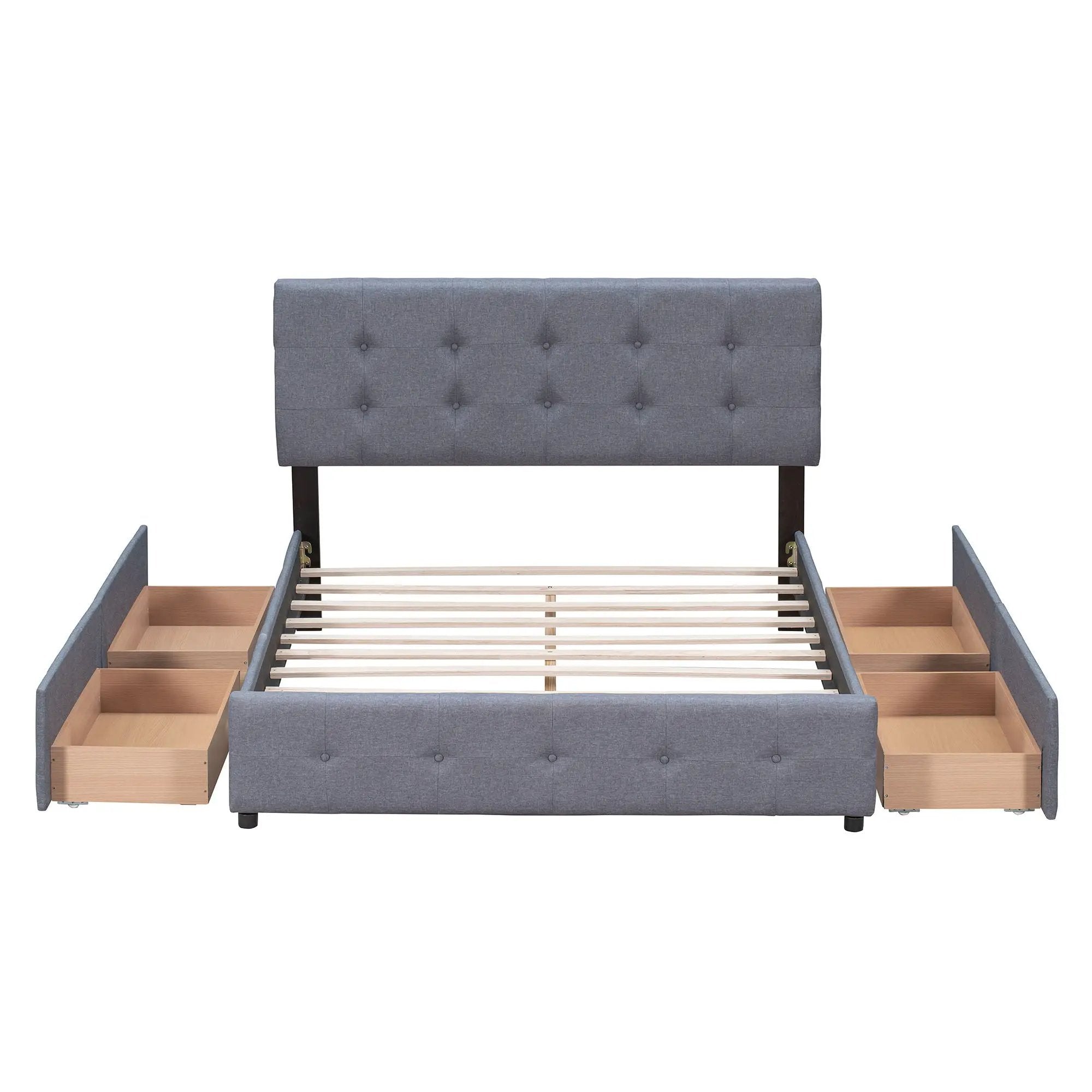 Upholstered Platform Bed With Classic Headboard And Drawers, No Box Spring Needed by Unique Piece Furniture