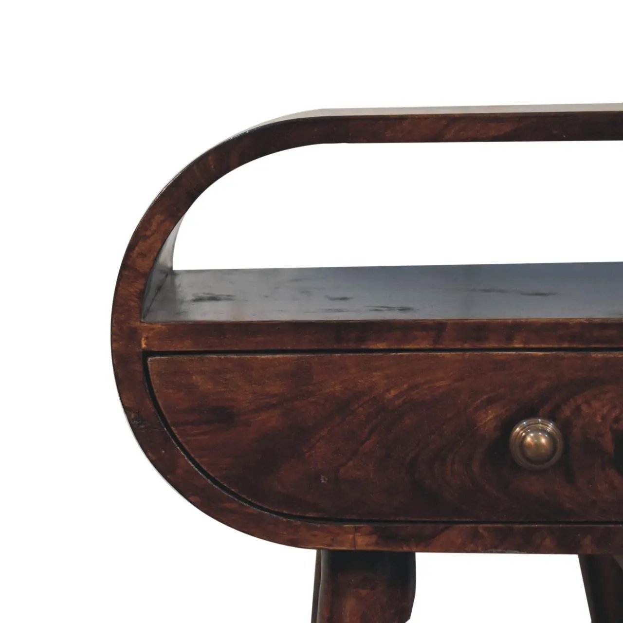 Circular Bedside Table With Open Slot - Walnut by HouseOfZazla