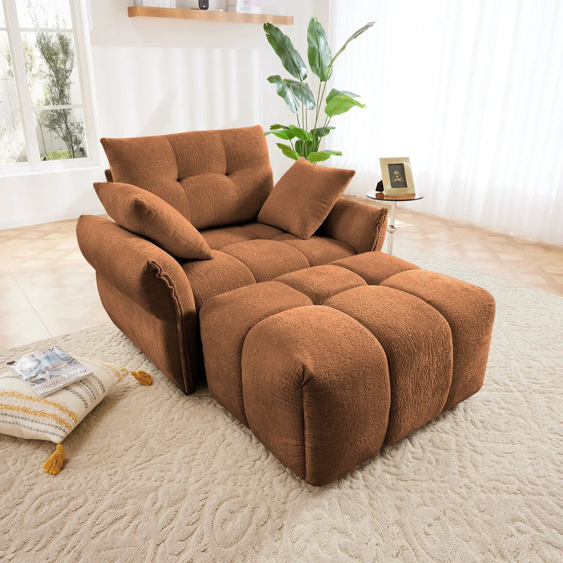 Ergonomic Single Seater Sofa With Ottoman, High Resilience Support Cushions by HouseOfZazla