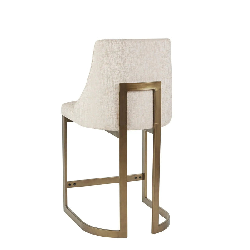 Upholstered Counter Stool With Metal Base - Cream by Unique Piece Furniture