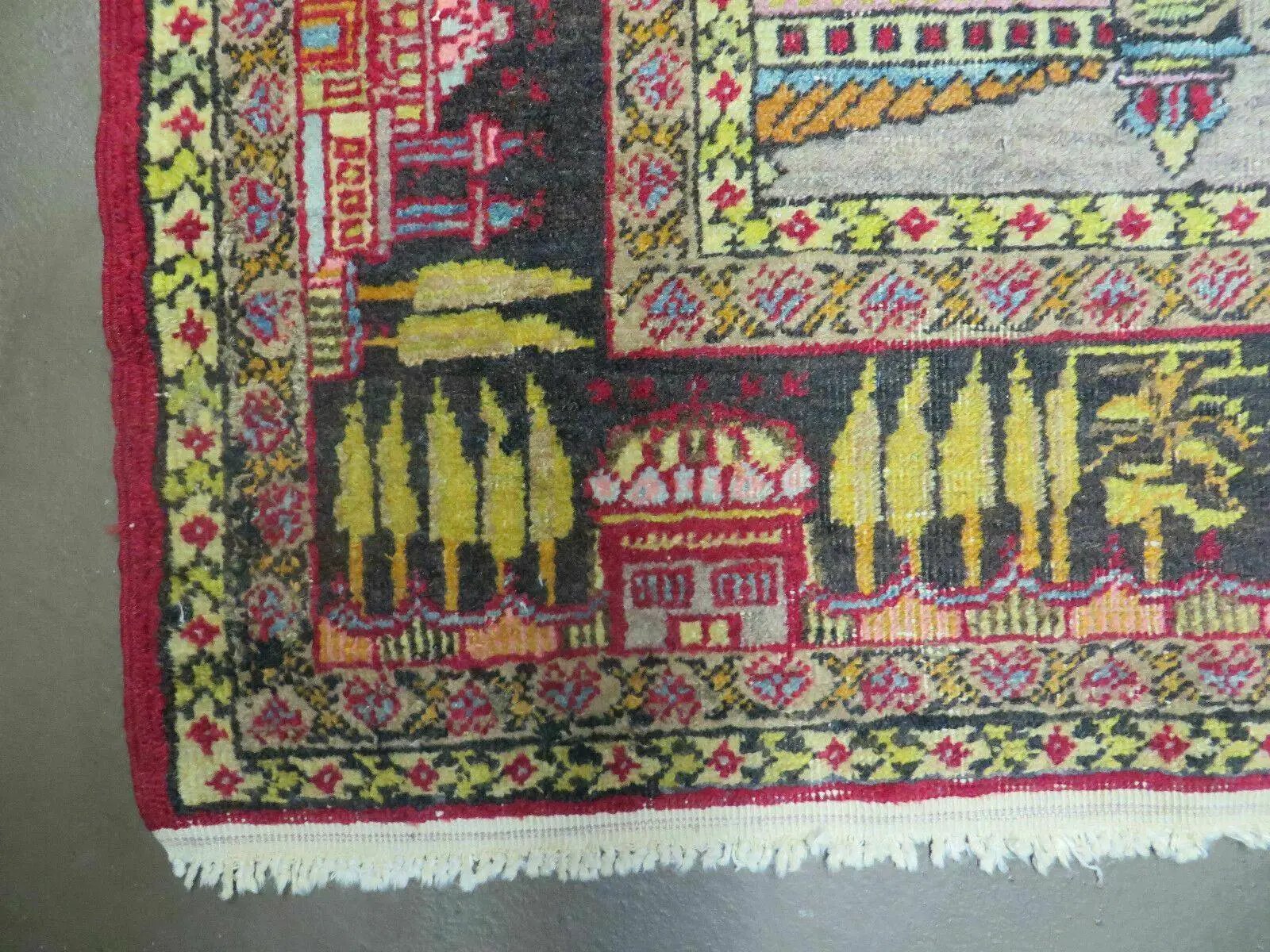 4' X 6' Antique 1920s Handmade Turkish Mehrab Design Wool Rug Lantern Beautiful by Jewel Rugs