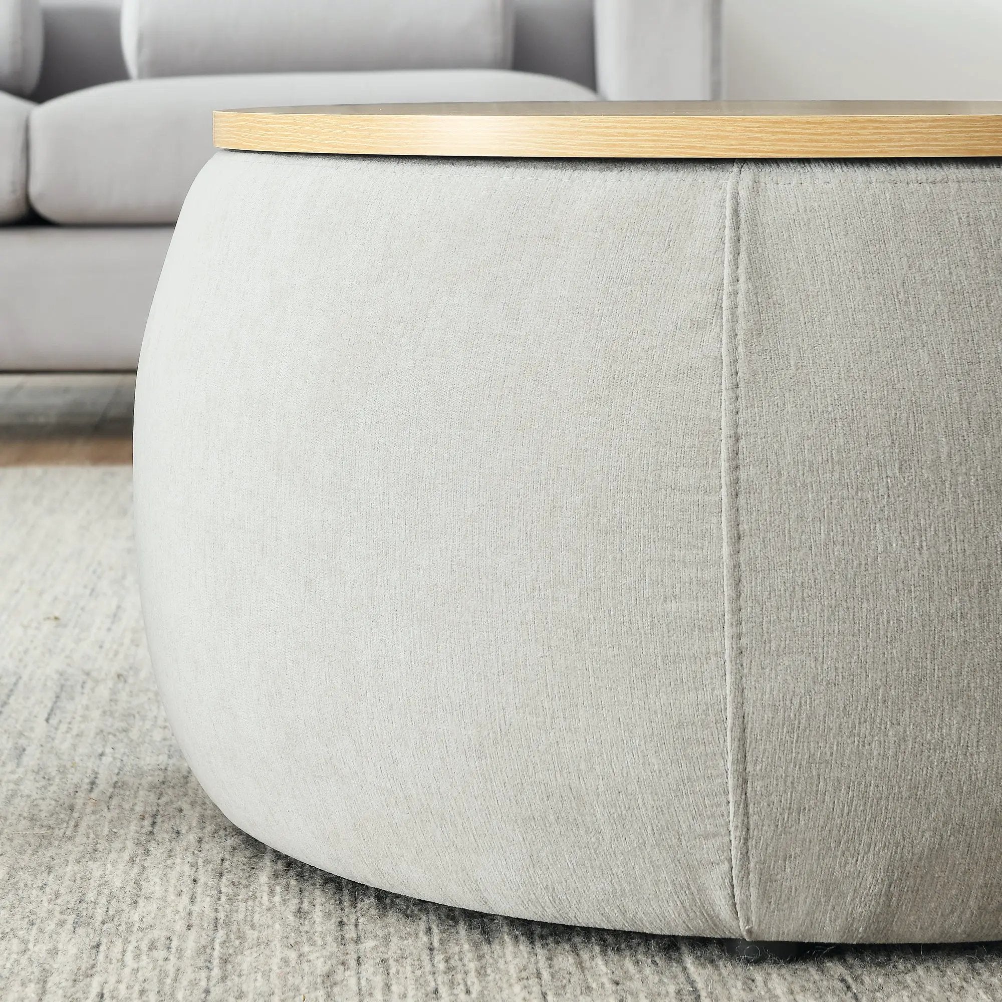 Modern Classic Round Storage Ottoman Coffee Table with Removable Top by BLAKHOM