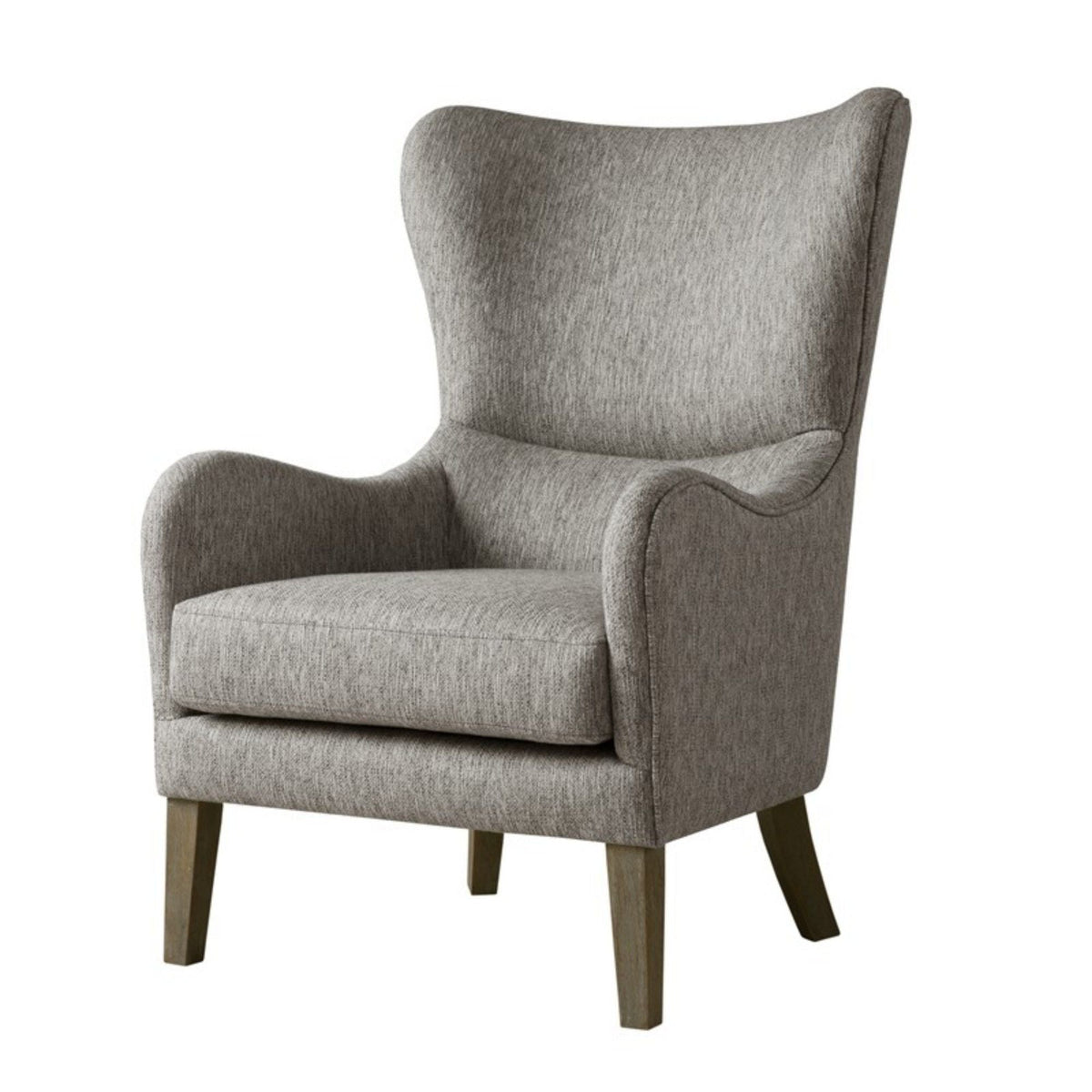 Arianna Swoop Wing Chair with High-Density Foam Comfort - Dark Gray, White, Beige