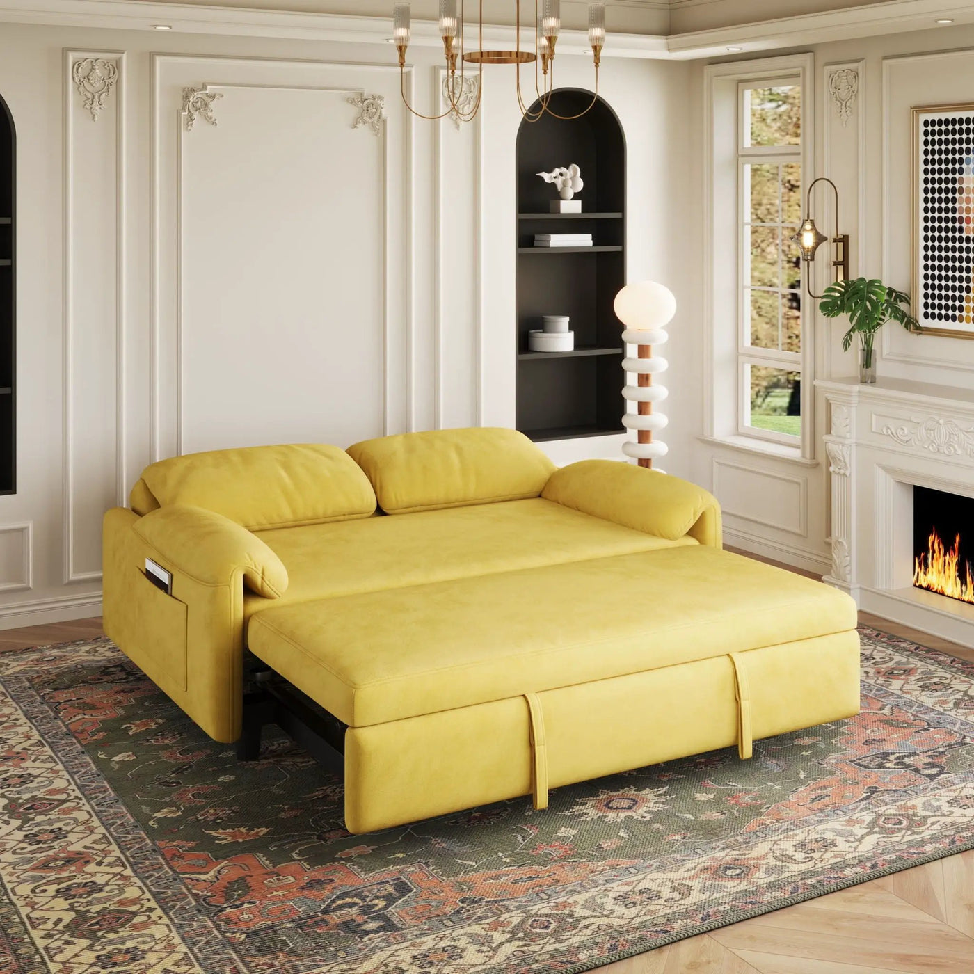 Sofa, Dual Purpose Lounge With Retractable Queen Size Bed by HouseOfZazla