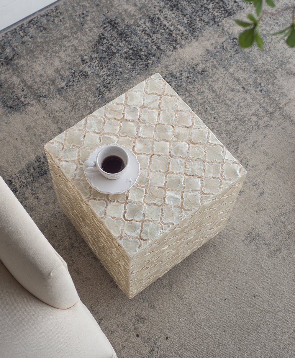 14x14x18" Square Capiz Stool, photo 10 of 10