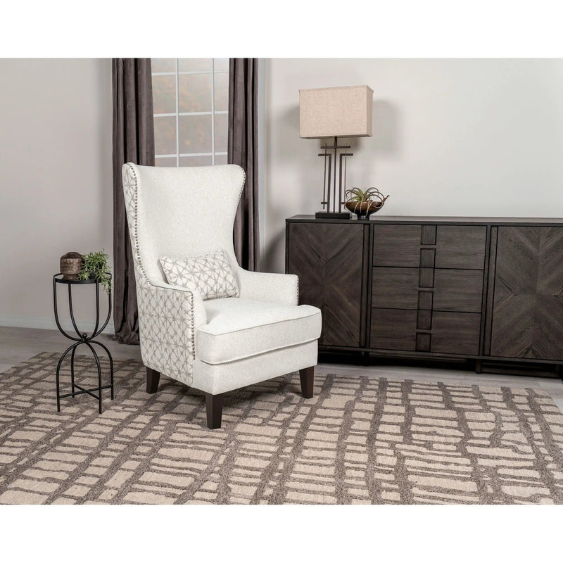 Lindstrom - Wingback Accent With Contoured Back - Ivory White by HouseOfZazla