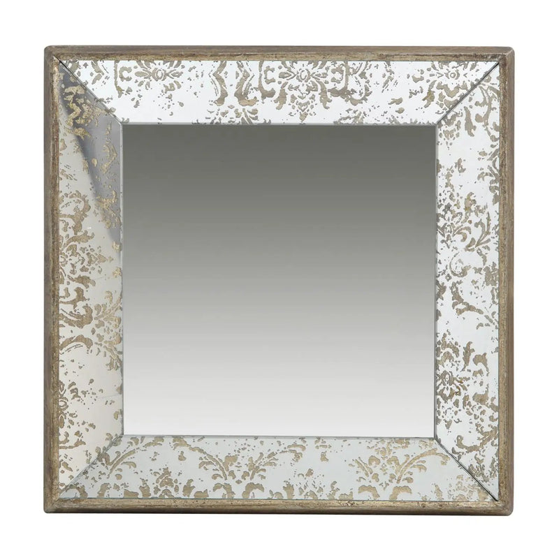 Antique Rectangle Mirror With Floral Accents, Mirrored Display Tray, Hanging Wall Mirror by Unique Piece Furniture