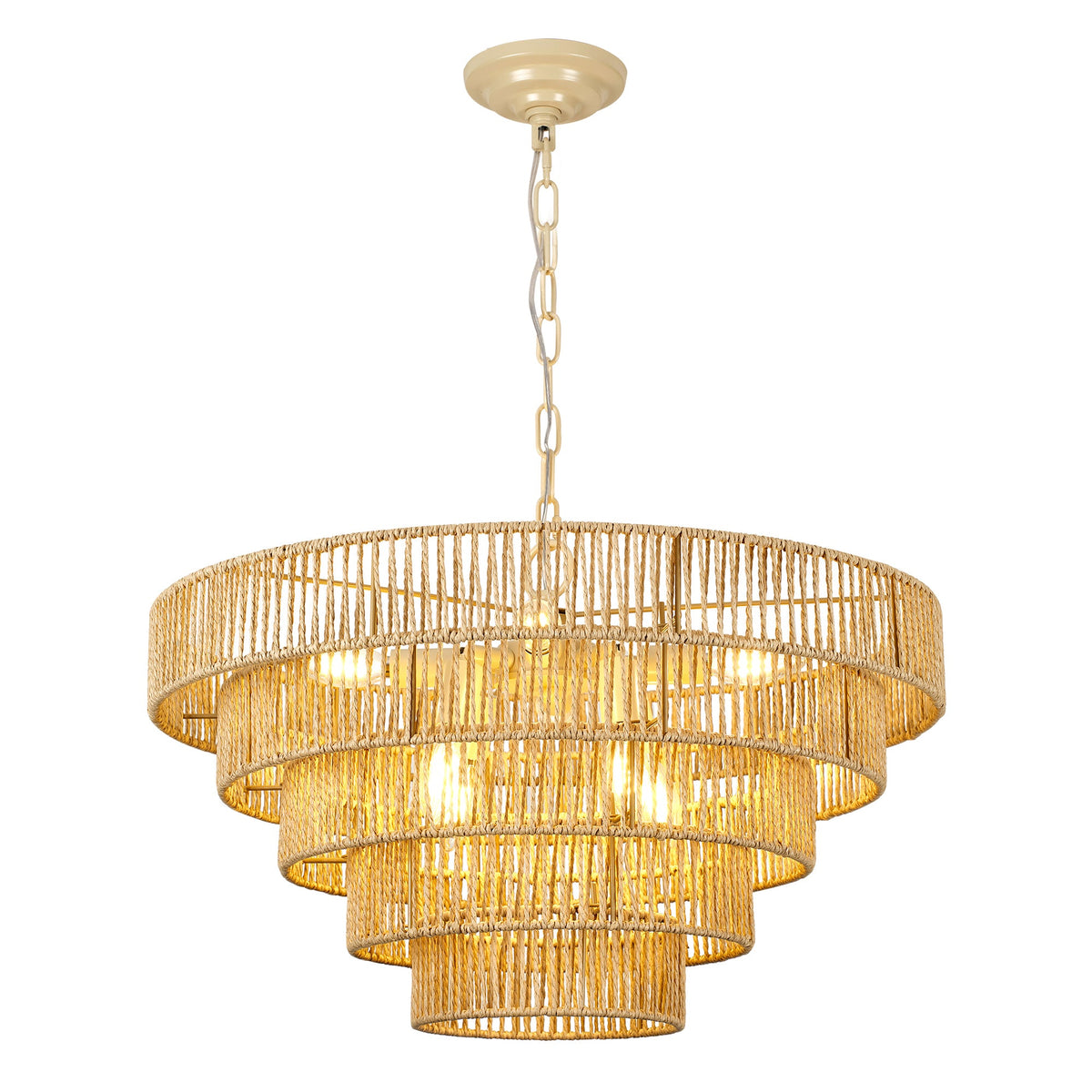 5-Tier Living Room Chandelier with Glass Lampshade - Off-White, photo 2 of 5