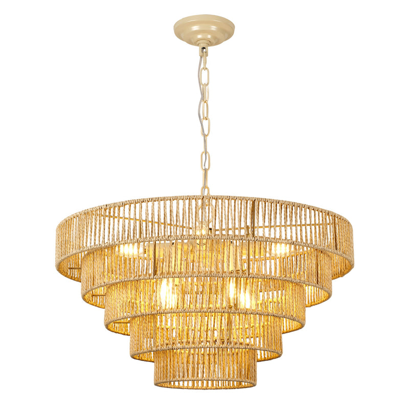 5-Tier Living Room Chandelier with Glass Lampshade - Off-White, photo 2 of 5
