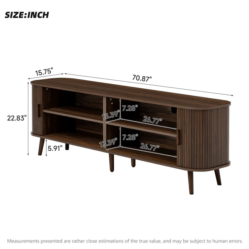 70" TV Stand, Media Center With Ample Storage - Dark Brown by Unique Piece Furniture