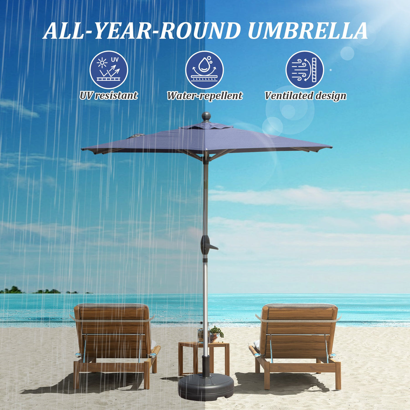Rectangle Patio Umbrella with Crank Lift and Tilt Function by HouseOfZazla