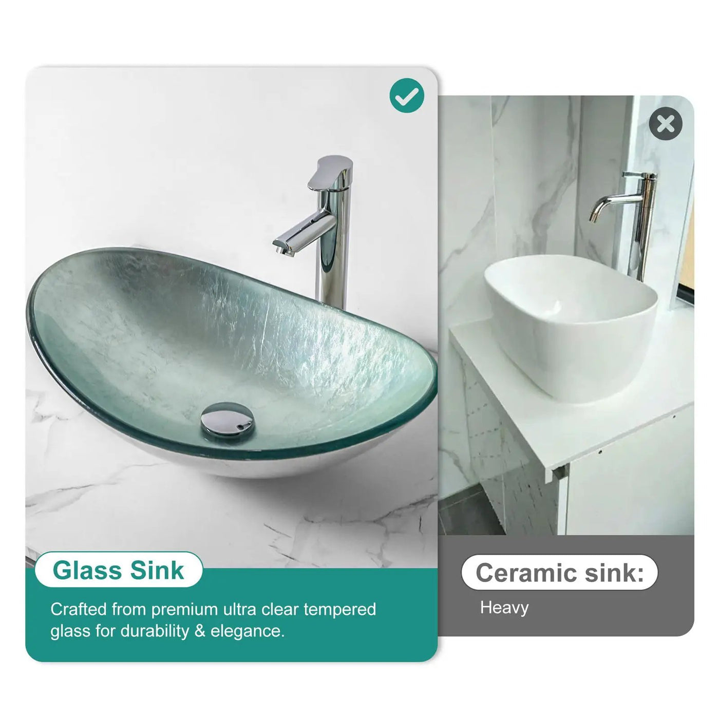 Tempered Glass Vessel Sink With Boat Shape Pop-Up Drain by HouseOfZazla