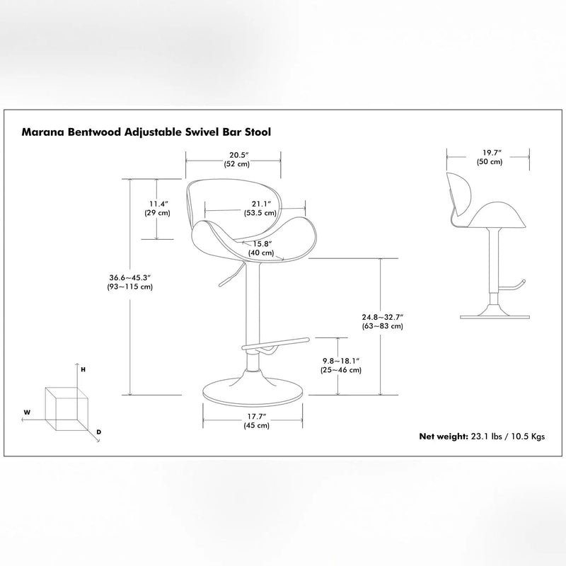 Marana - Multifunctional Handcrafted Bentwood Adjustable Swivel Bar Stool by Unique Piece Furniture