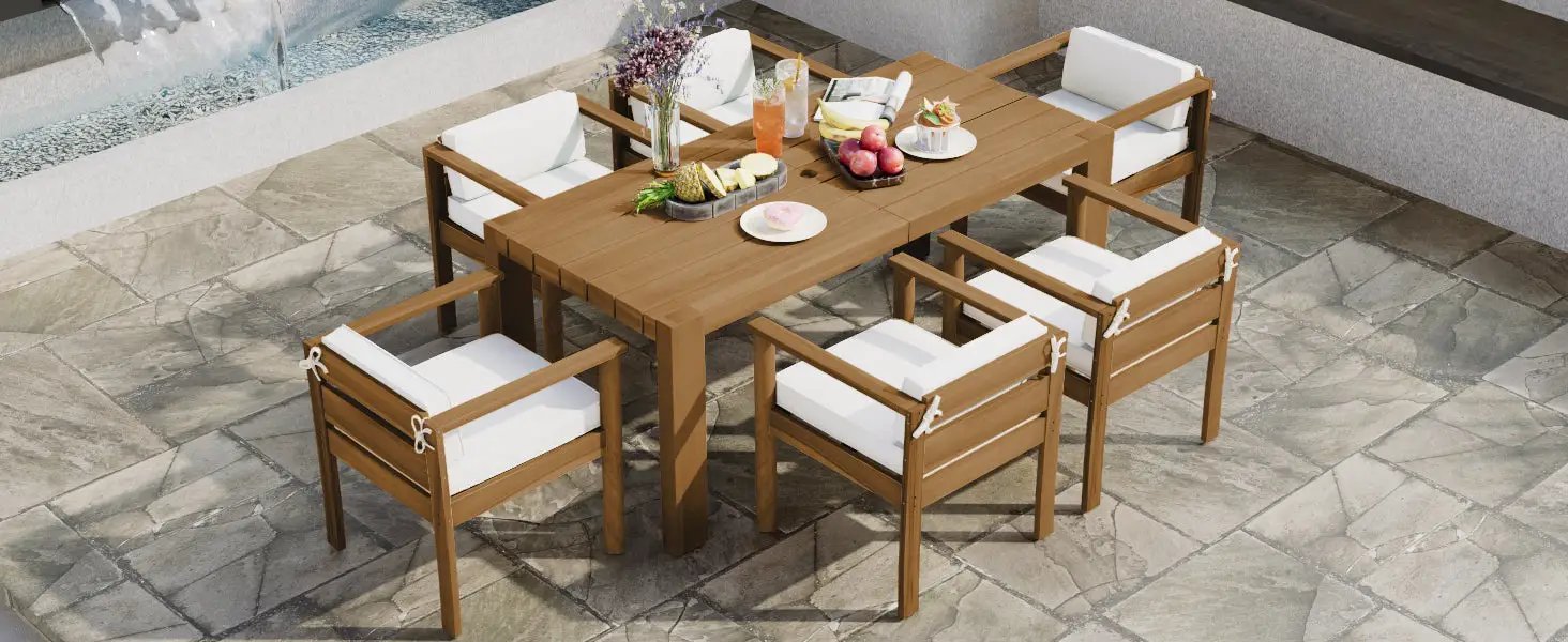 TREXM 7-Piece Patio Dining Table Set for 6 by HouseOfZazla