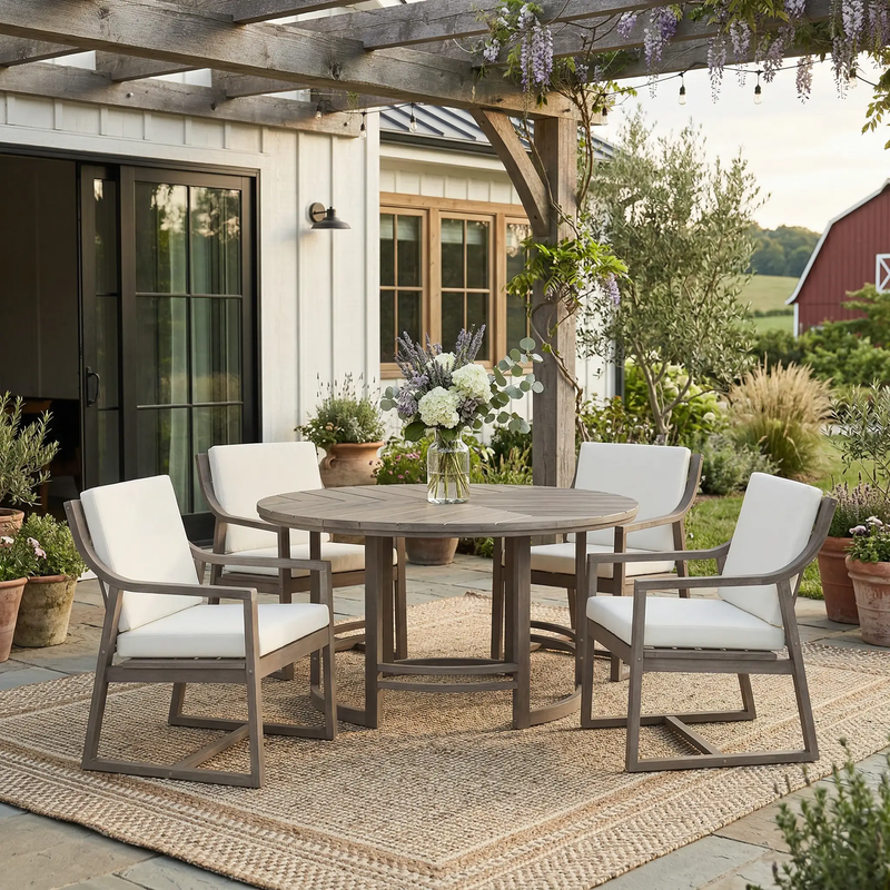 Outdoor Dining Set 5-Piece Patio Table and Chairs with Umbrella Hole by HouseOfZazla