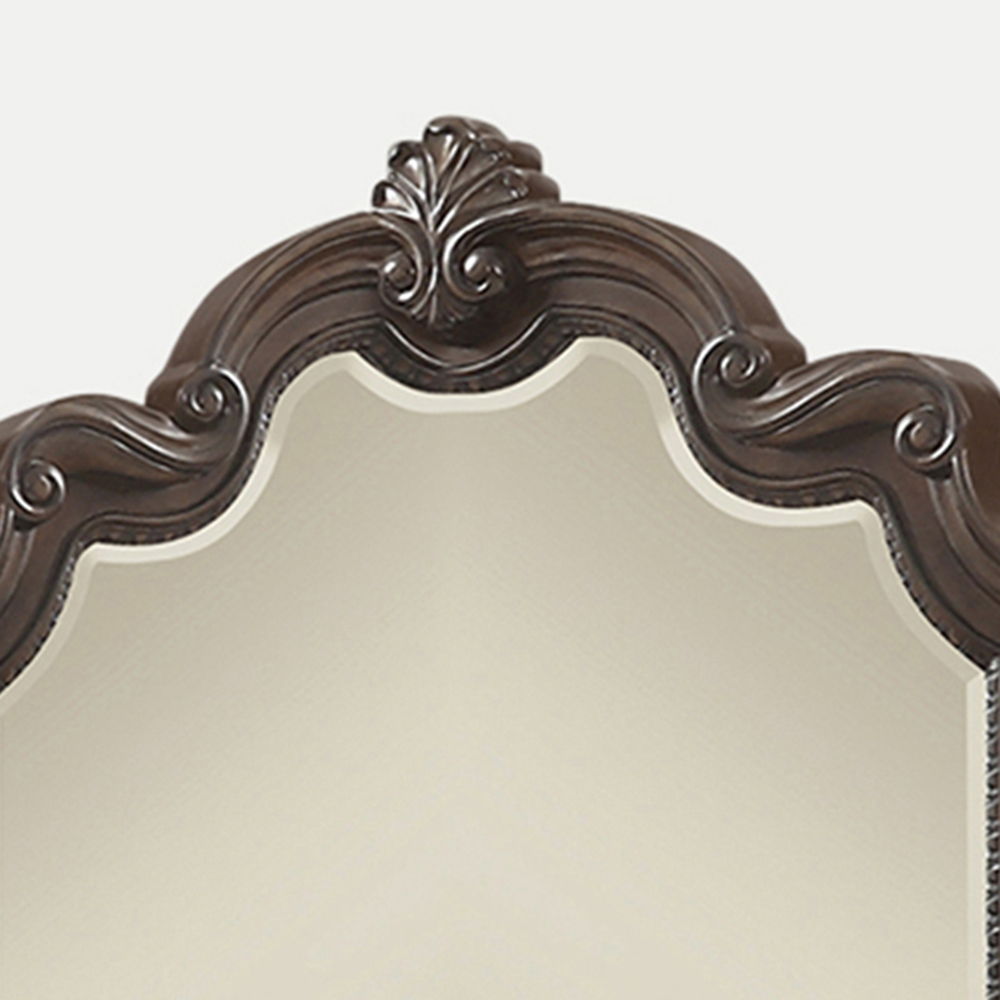 Mahogany Ornate Mirror with Beveled Glass - Mahogany, photo 2 of 5