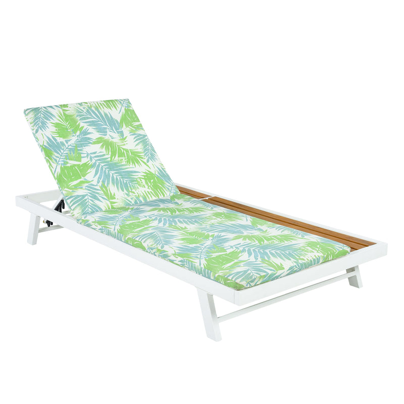 White Iron and Teak Finish Outdoor Chaise Lounge Set by HouseOfZazla