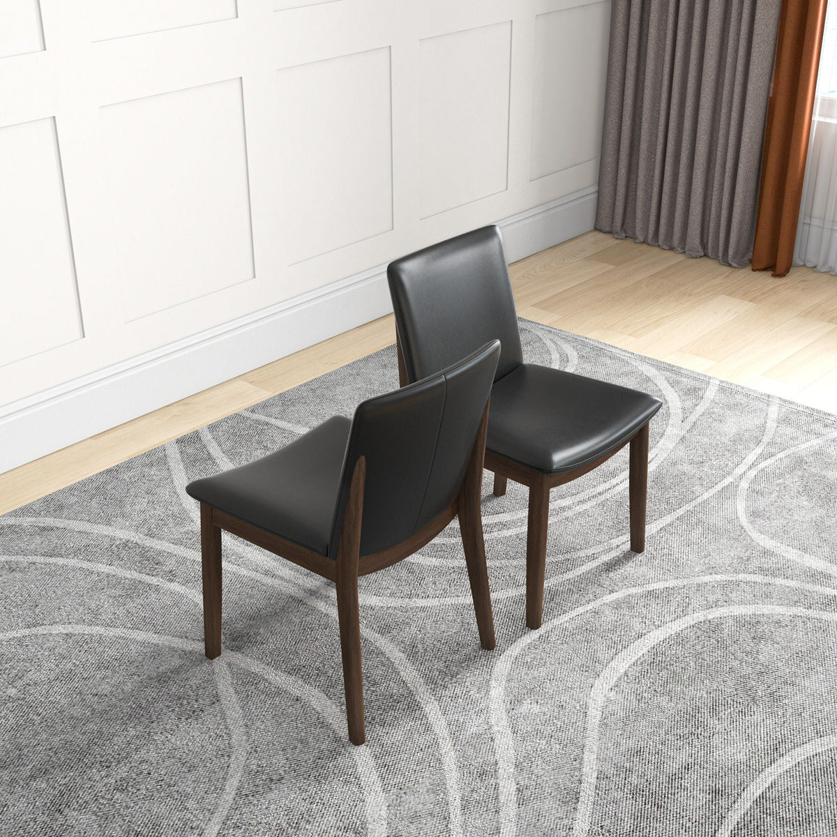 Mid-Century Modern Solid Wood Dining Chair Set with Fabric Upholstery - Multiple Colors, photo 26 of 40